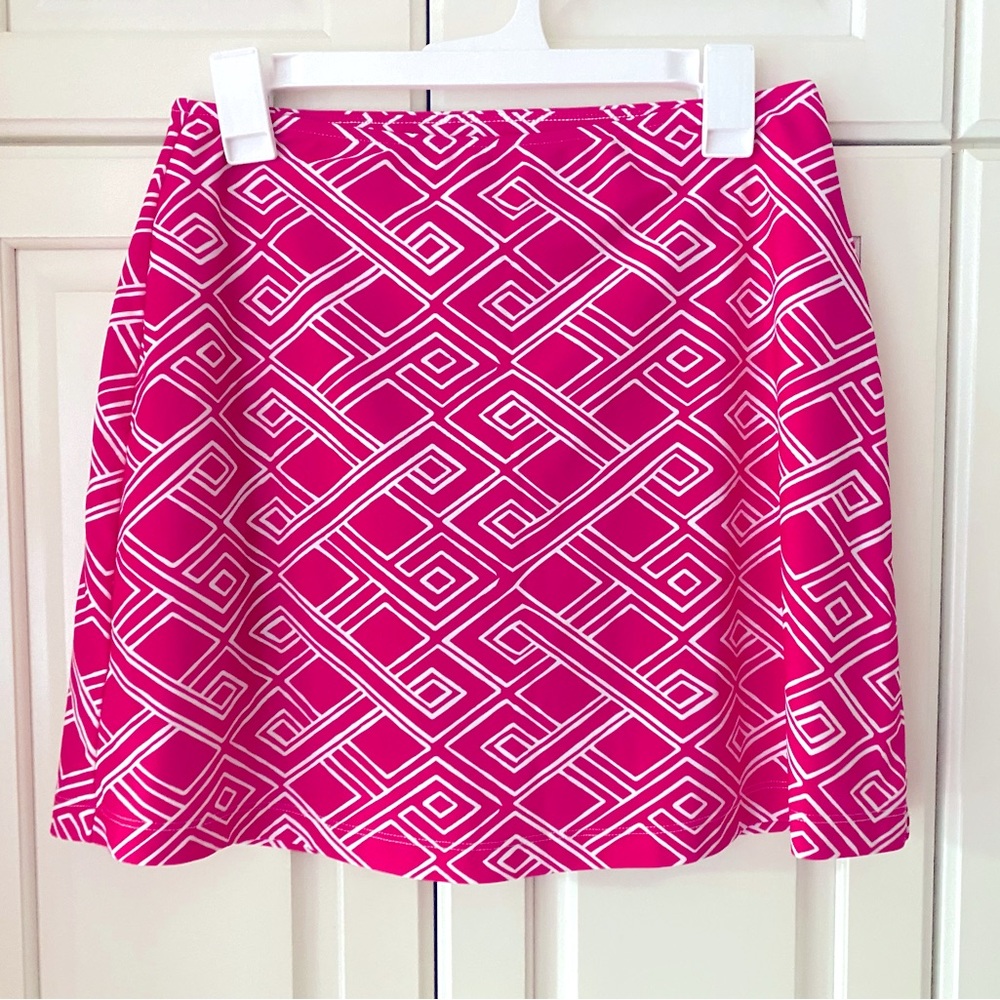 Britt Skort skirt A-line Hot Pink geometric pattern Made in USA size S nWOT